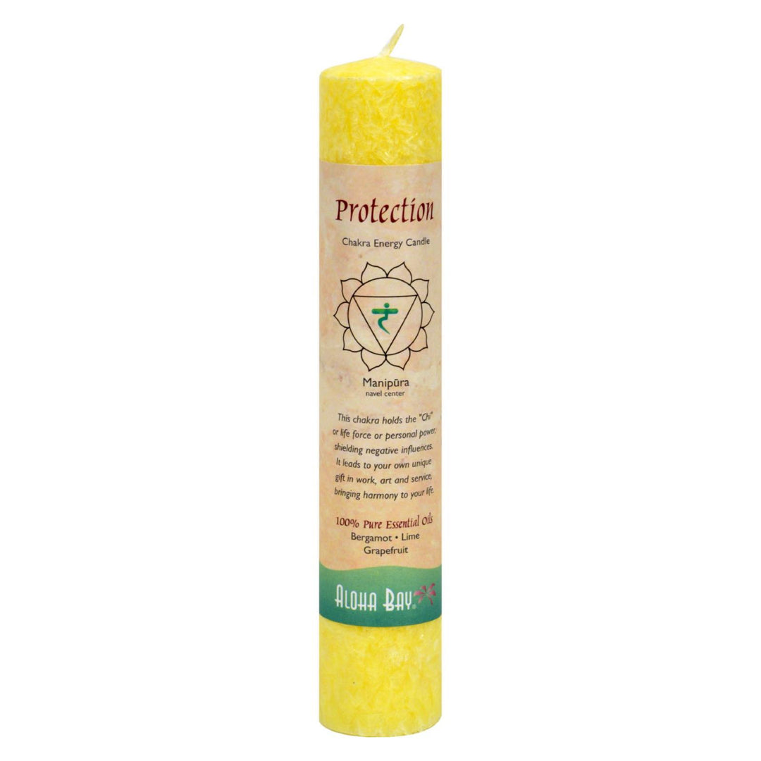 Aloha Bay - Chakra Pillar Candle Protection Yellow - 1 Candle - Maras Green